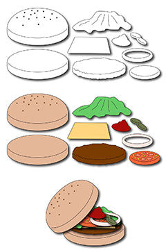 Frantic Stamper Cutting Die - Build-a-Burger (set of 9 dies)