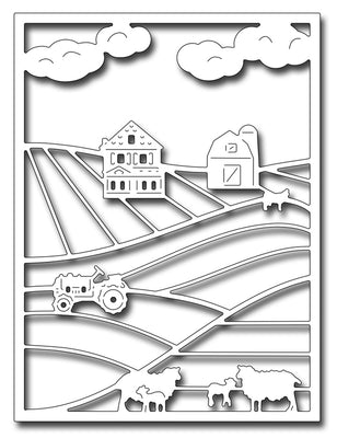 Frantic Stamper Cutting Die - Farm Scene Card Panel