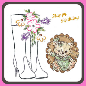 KC Embroidery Pattern - High Boots and Flower Spray